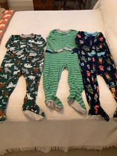 Carter's Footie Pajamas Size 3T Boys Dinosaur, Pneguins, Silly Monsters