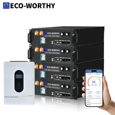 ECO-WORTHY Home Backup Power 4Pack 48V 100Ah Battery+12KW 48V Off-grid Inverter