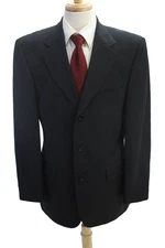 Boss Hugo Boss Mens Wool Long Sleeve Button Lined Collar Blazer Navy Size EUR 40