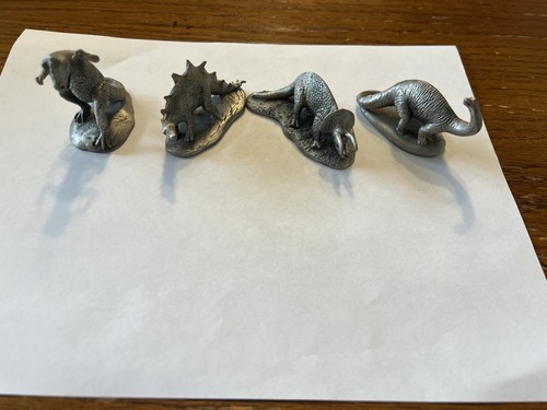4 Hudson Fine Pewter Dino’s Tyrannosaurus Stegosaurus, Triceratops Brontosaurus