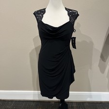 Xscape Lace Top Side Rushed Evening Dress Sz 14