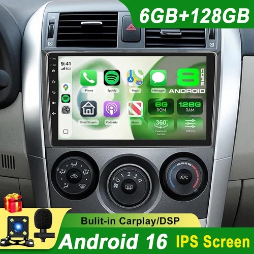 6+128 For Toyota Corolla 2009-2013 Car Play Car Radio Stereo Android 16 WIFI GPS