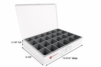 White Metal 24 Hole Storage Bin-Cabinet-Tray For Bolts Nuts Washers Made in USA