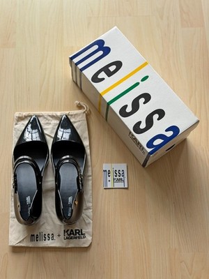 Melissa x Karl Lagerfeld Damen Gummi Latex Rubber Heels, Größe 39, schwarz, OVP