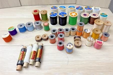 New & Used Coats & Clark Sewing Thread Quilting Multi-Color Wooden Spools