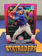 2023 Bowman Chrome #56 Miguel Amaya Fuchsia Refractor #/299 Rookie card CUBS. rookie card picture