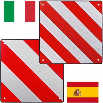 3 In 1 Warntafel Italien Und Spanien   Für Fahrradträger, 50 x 50 cm 1,2mm Dicke