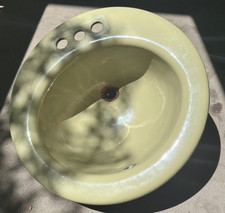 Vintage Mid Century KOHLER Avocado Green Cast Iron Drop In Bathroom Sink