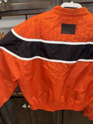 Vintage Y2K BD Biker Design Jacket L Orange Laughlin River Run 2004 Zippers - Picture 11 of 13