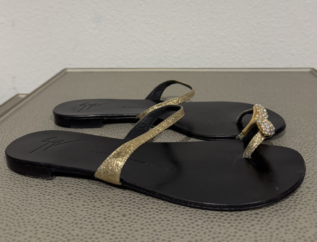 GIUSEPPE ZANOTTI トングサンダル クリスタル ビジュー 黒 38 cf0aa5b230d5e527ae51d1d1827a5c