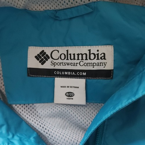 Columbia Nylon Coat Youth 18/20 Blue, Hooded, Waterproof, Water Resistant - Picture 3 of 4