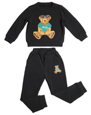 Shein Kids 2 pc 5y outfit black Sweatshirt and Track Pants Joggers bear graphic