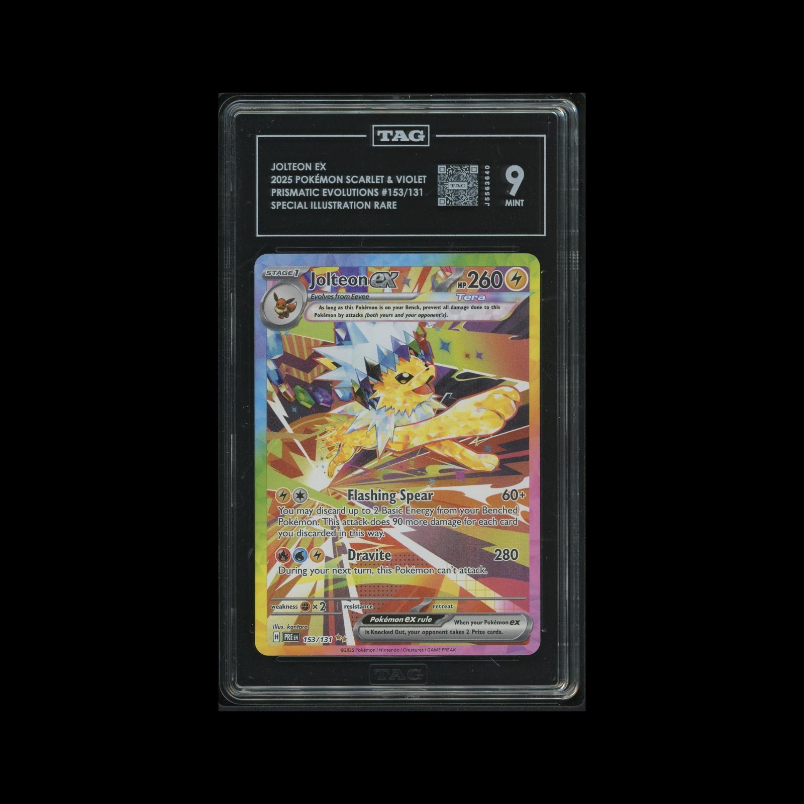 Jolteon EX #153 Prismatic Pokemon Special Illustration Rare 🔥 TAG 9 MINT