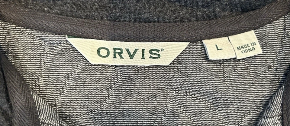 Orvis Women's 3/4 Zip Quilted Pullover Sz L Gray Floral Embroidery Cozy Comfort - Image 4 of 4