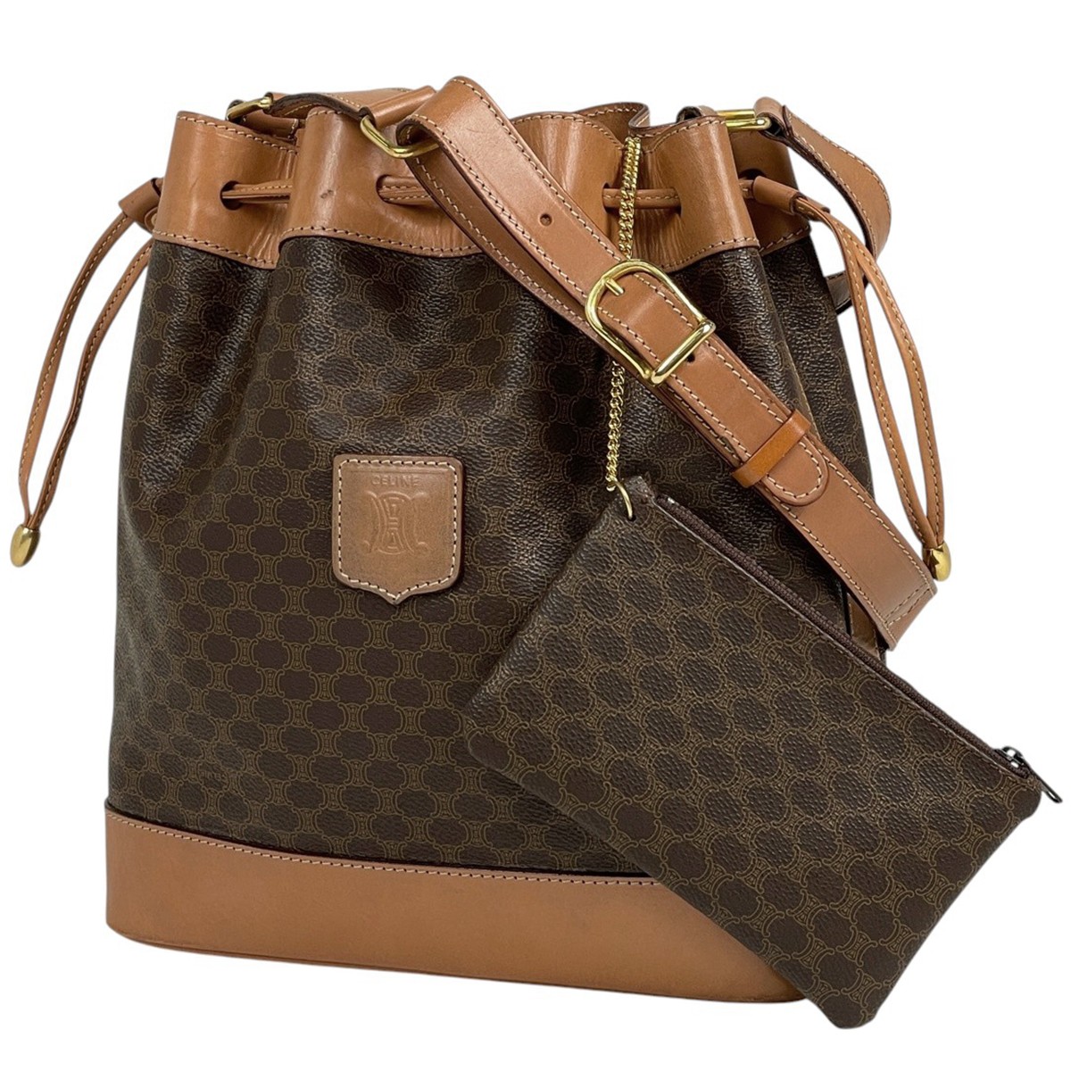 CELINE Macadam Pattern Shoulder Bag Drawstring ty… - image 1