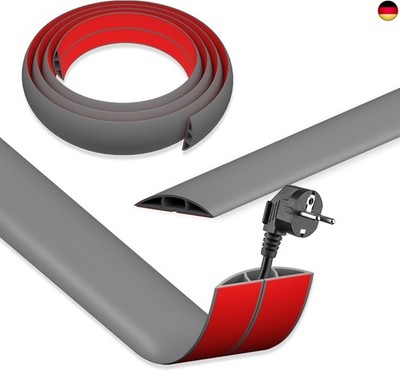 Kabelkanal Grau Selbstklebend, 6CMx1M Flexible Klein Kabelkanal Boden PVC Kabelb