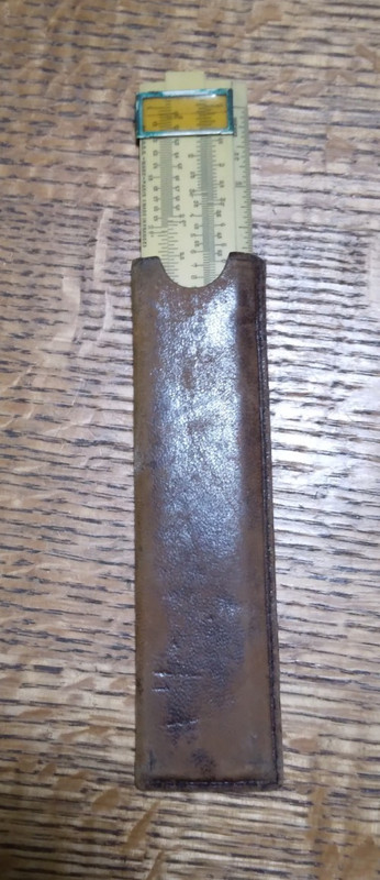 Mid-century MARC~Paris, France CELLULOID Pocket Slide Rule~Leather Case~S.G.D.G