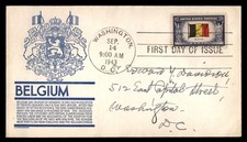 Mayfairstamps US FDC 1943 Flag of Belgium Coat of Arms First Day Cover aaw_09381