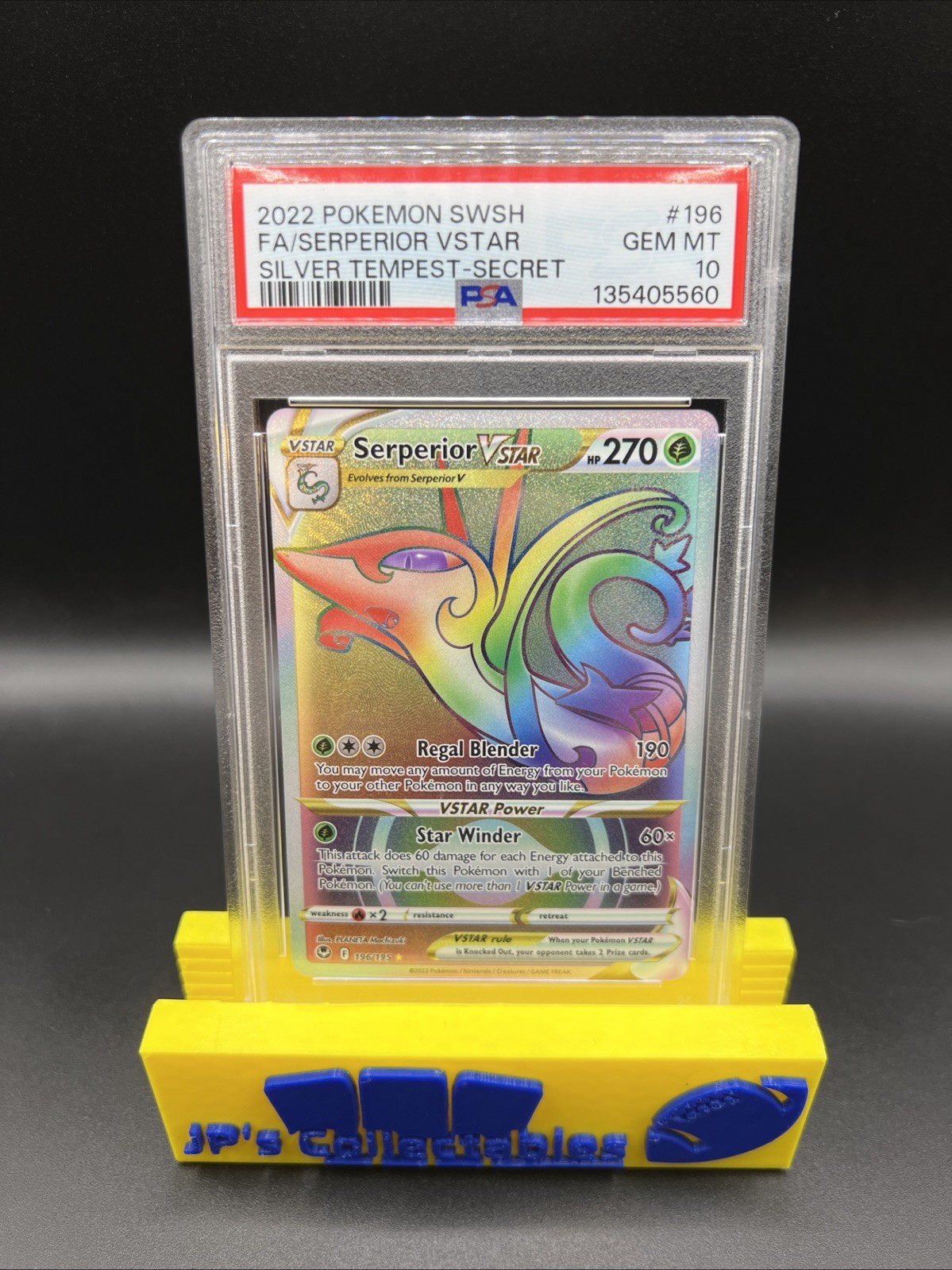 2022 Pokémon SWSH Silver Tempest Serperior VSTAR #196 Secret Full Art PSA 10