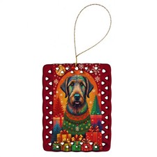 Irish Wolfhound Christmas Dog Porcelain Ornament