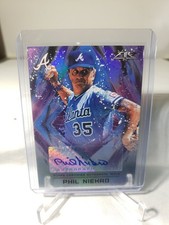 2017 TOPPS FIRE PURPLE HOLOFOIL SP AUTOGRAPH PHIL NIEKRO 33/50 NO. FA-PN 33/50