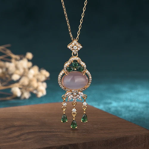 VETEMENTS Collana donna stile cinese classica accessori Cheongsam agata naturale borsa