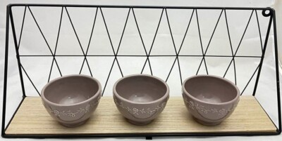 3er Set Schalen/Minischalen Keramik taupe Rosen geprägt ca. 9,5x6,5 cm