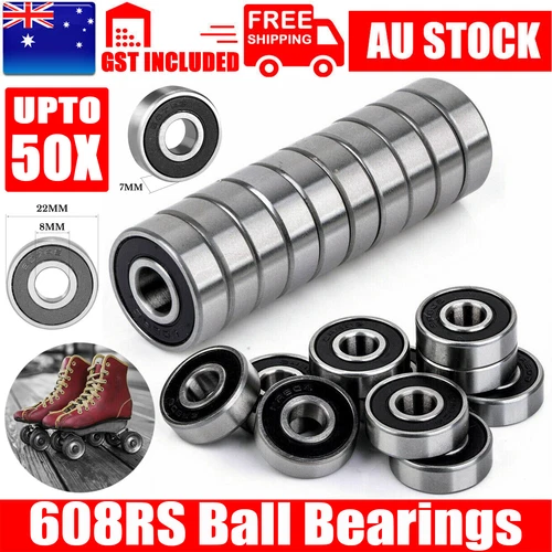 UP 50X 608RS Skateboard Roller Scooter Sealed Ball Longboard Skate Bearing Wheel