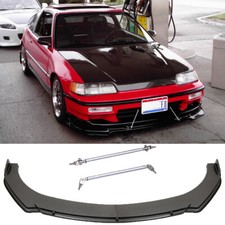 Front Bumper Lip Splitter Carbon Style Strut Rods For 90-91 Honda Crx Si Cs