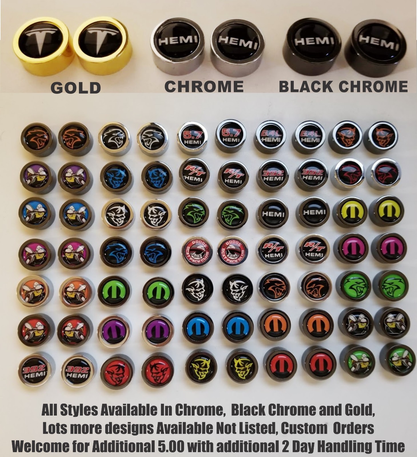 CH License Plate Screw Covers For Dodge Challenger 392 Hemi Charger SRT