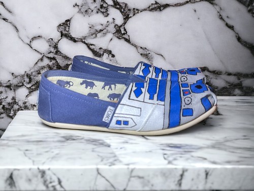Toms Women's size 8 Custom Hand Painted Shoes Inspired by R2D2 - Picture 11 of 17