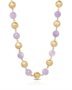 Authentic Adami & Martucci Italian Necklace. 14K/925 Gold Plated Silver Balls & Amethysts