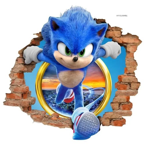 Pegatina de dibujos animados sónicos PVC papel tapiz juego póster 3D que tiene un tridimensional - Imagen 10 de 14