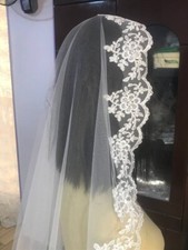 blusher Bridal Veil mantilla 1 tier veil With Lace edge