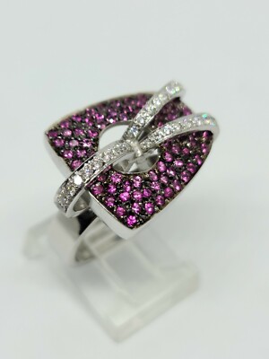 Platin natürlicher rosa Saphir & Diamant Ring Größe 6,25 UVP 4.200 $