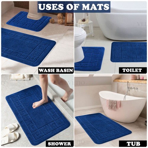 MEMORY LOOP BATH MAT SET PEDESTAL NON SLIP SUPER SOFT TOILET BATHROOM RUG 2PC - Picture 282 of 341