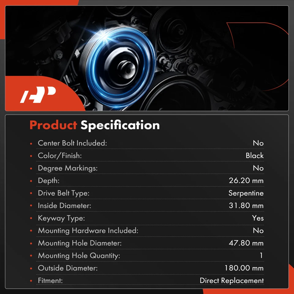 A-Premium Engine Harmonic Balancer for Lincoln Continental 1995 1996-2002 4.6L - Image 3 of 4