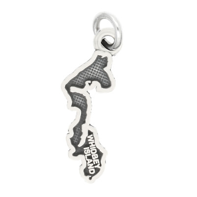 LGU  Sterling Silver Oxidized Whidbey Island Travel Charm Pendant -with Options 