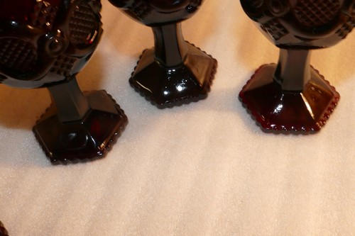 Vintage Ruby Red Glass Avon Cape Cod Wine Glass Goblets 4 1/2" 4.5" Set Of 5 - Picture 8 of 12