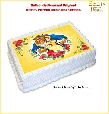 Beauty And The Beast Edible Birthday Party Cake Decoration Topper Licensed Image Ebay