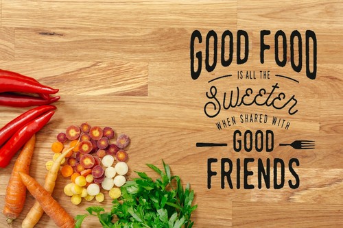 GOOD FOOD FRIENDS Quote Reusable Stencil A5 A4 A3 Craft Kitchen Decoration / Q22 - Picture 3 of 5