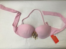 New River Island Resort Bikini Top Sz 6 Straps Gem Decor Padded LPink C32-7 