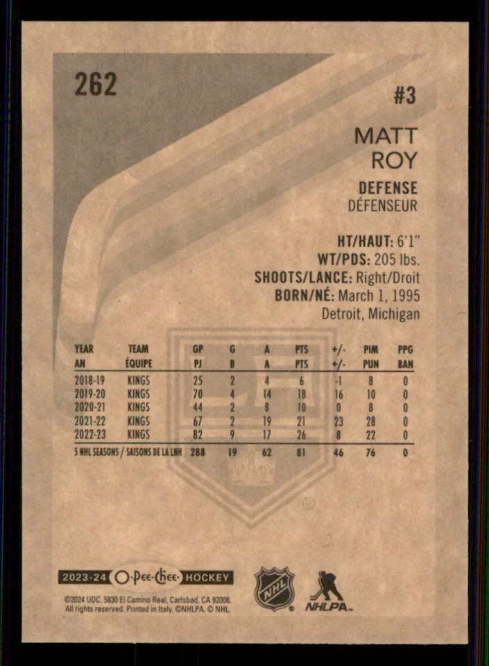 2023-24 O-Pee-Chee Retro #262 Matt Roy - Image 2 of 2