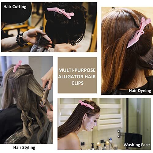  12Pcs Pink Hair Clips for Styling Sectioning, Alligator Hair Clips Salon Hair 