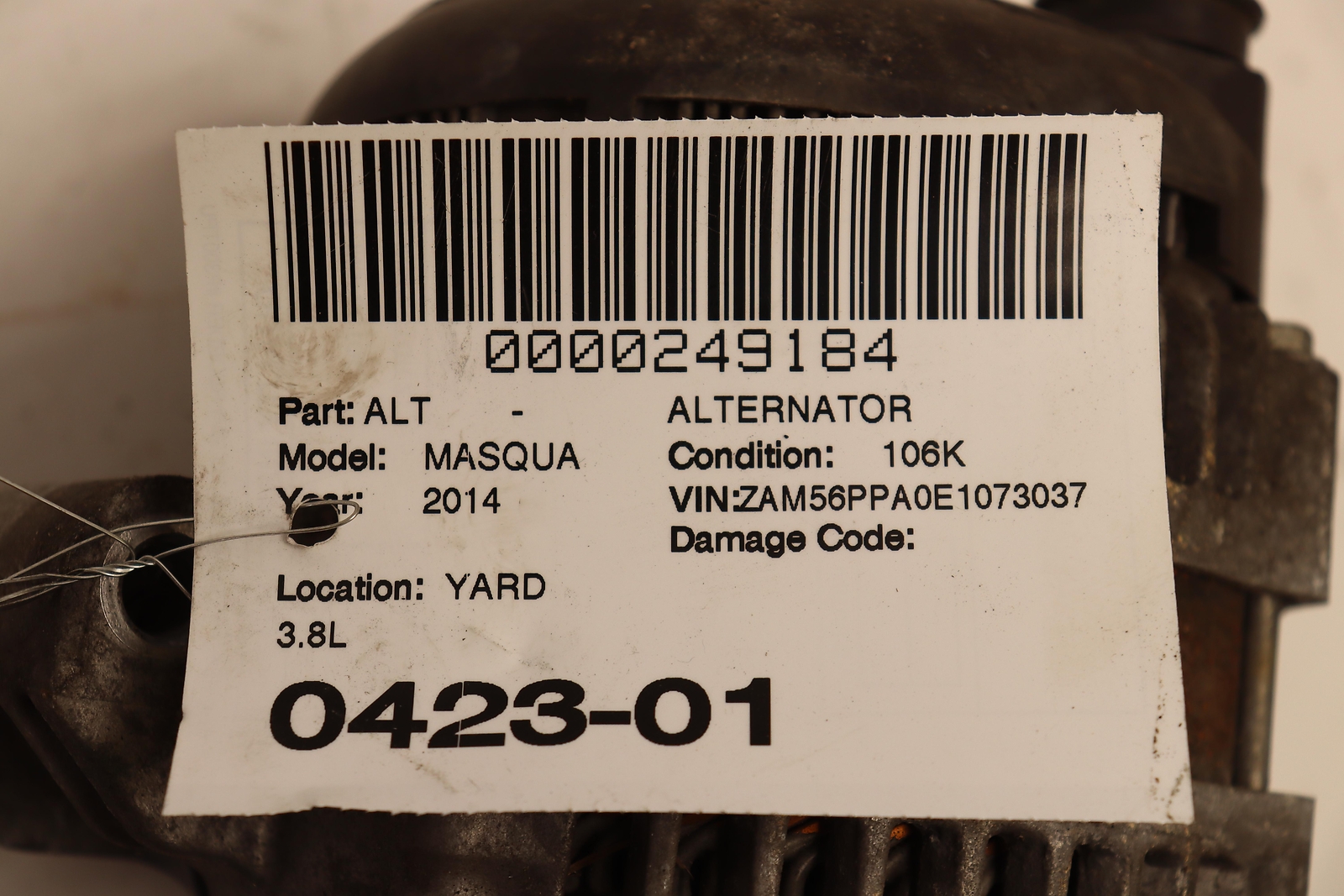2014-2016 MASERATI QUATTROPORTE 3.8L ENGINE ALTERNATOR GENERATOR DENSO 12V OEM