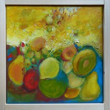 Wandbild 30cm x 30cm - Obstwiese, Handgemalt, Künstler - Bozena Kuszilek