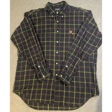 RALPH LAUREN POLO GOLF TILDEN LARGE long sleeve Button Down PLAID shirt COTTON
