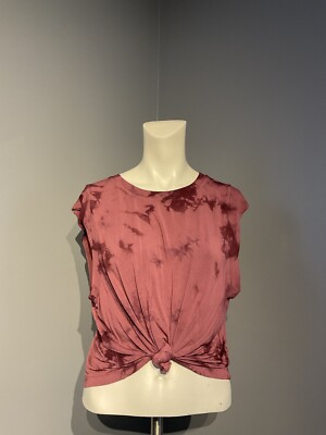Joy Lab Cropped Tank Top Maroon Try Dye Women s Size Large Knot Front