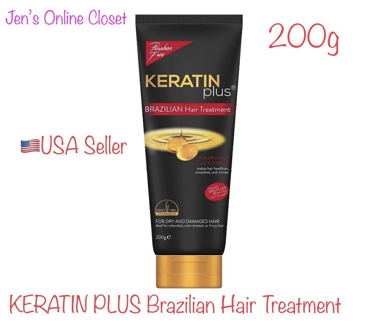 KERATIN PLUS Brazilian Hair Treatment BLACK 200g Tube FREE