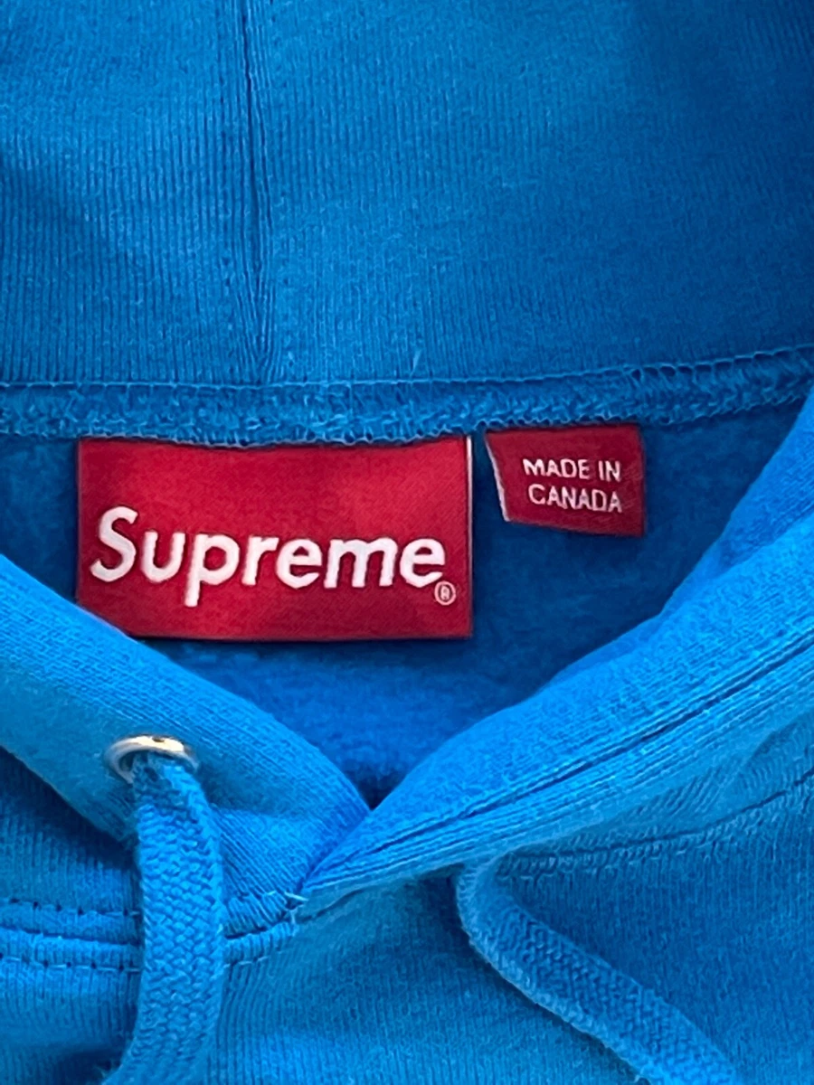 blue supreme hoodie red box logo